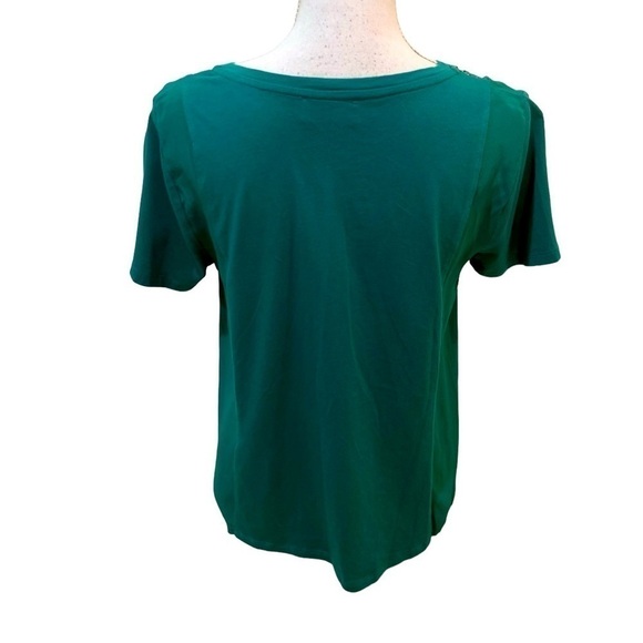 Kachel x Anthropologie green mixed fabric floral scarf top silk modal cotton 8 - Picture 7 of 10